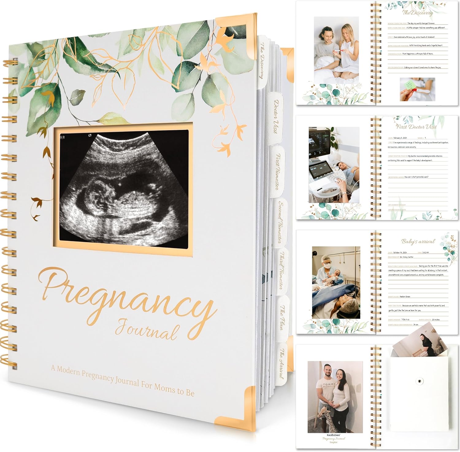 KeaBabies Inspire Pregnancy Journal in Alpine front view showing hardcover design