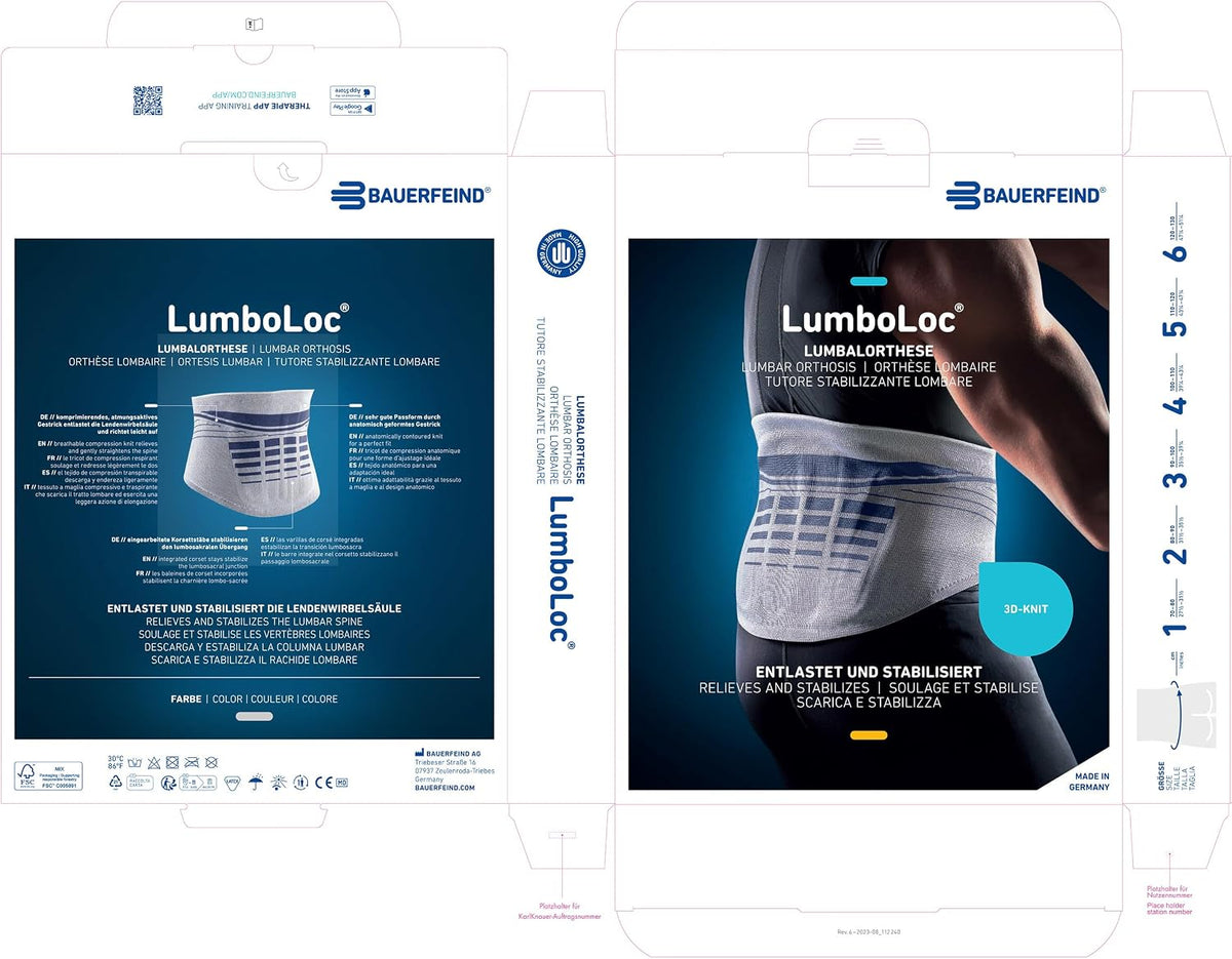 Bauerfeind LumboLoc Back Support packaged view Size 5