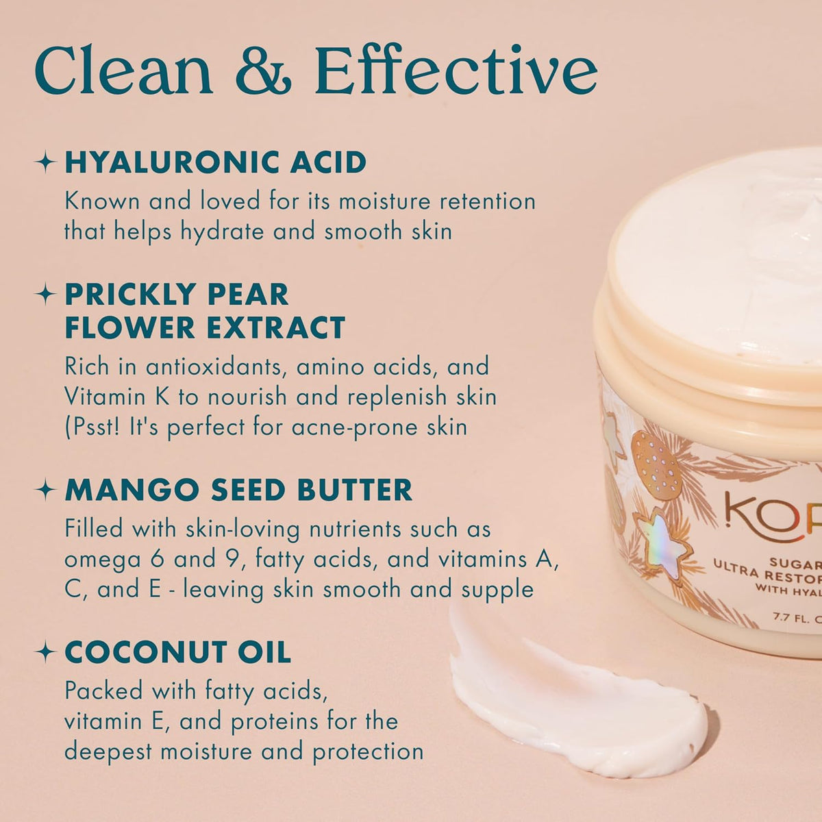 Kopari Sugar Cookie Ultra Restore Body Butter back label showing ingredients and directions