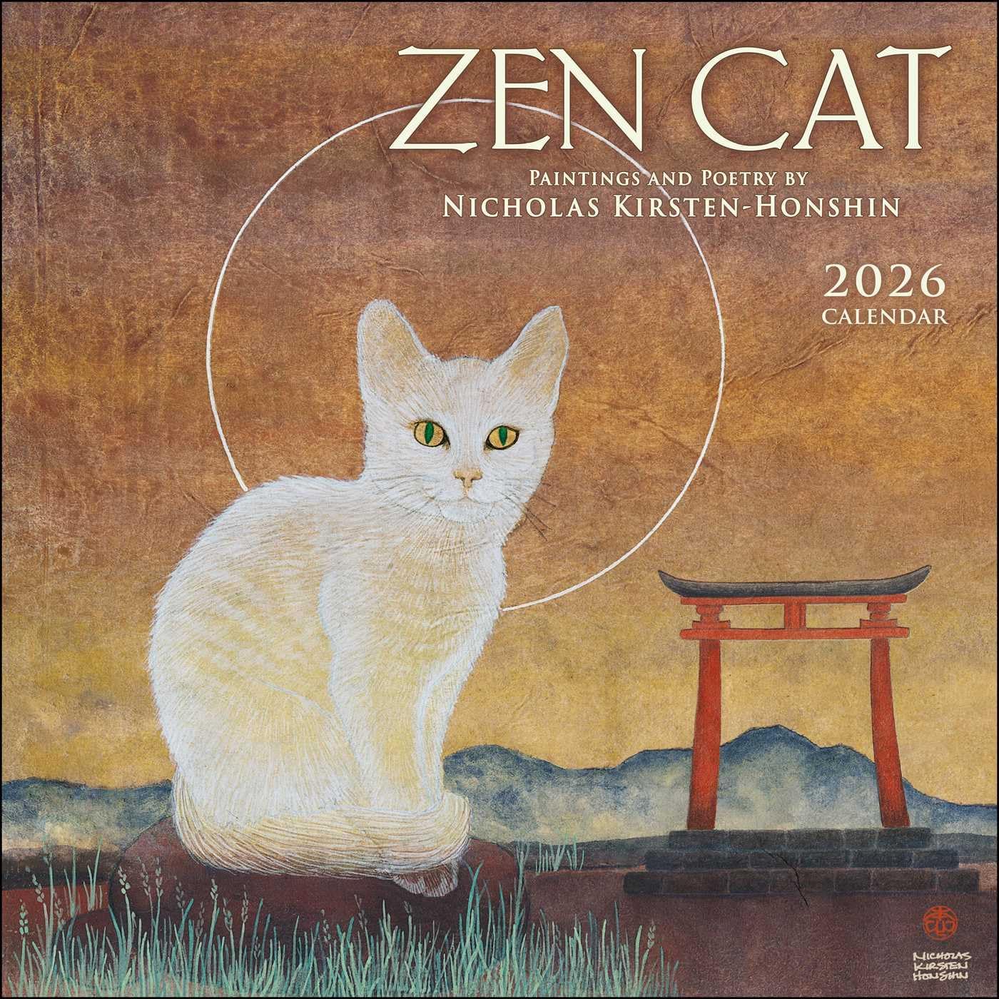 Zen Cat 2026 Wall Calendar: Paintings and Poetry by Nicholas Kirsten-Honshin - Image 1