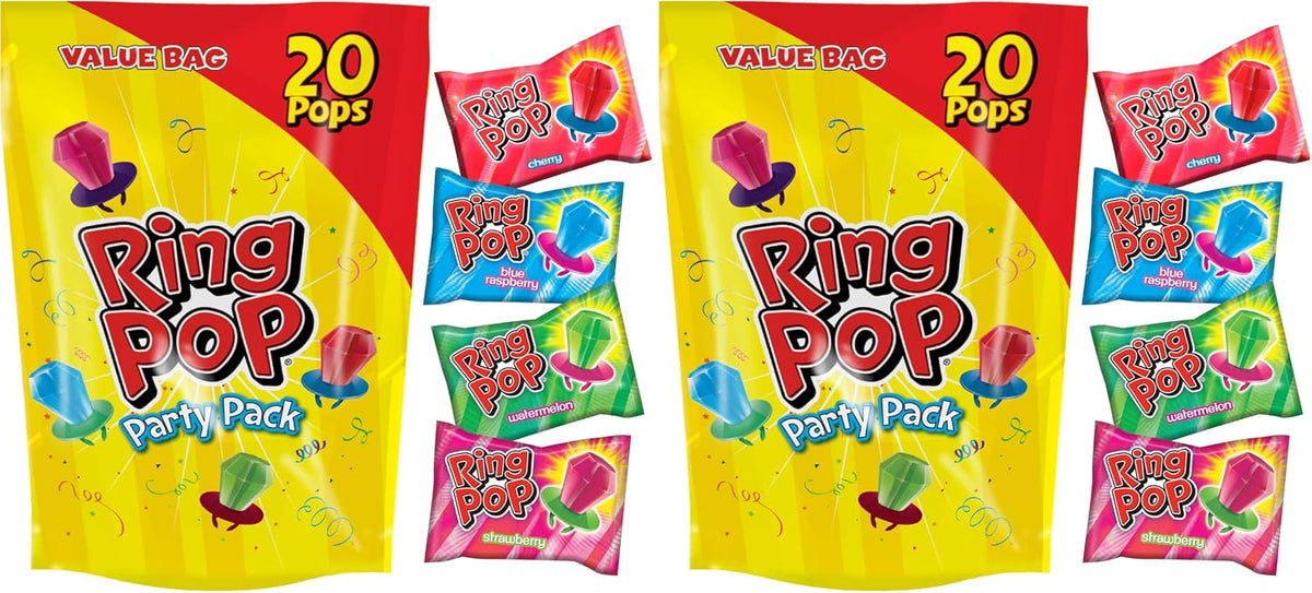 Ring Pop Lollipops - Bulk Candy Individually Wrapped Suckers Variety Party Pack- 20 Count w/Assorted Flavors - Hard Candy for Party Favors, Kids & Goodie Bag Stuffers 0.63 Pounds - Image 9