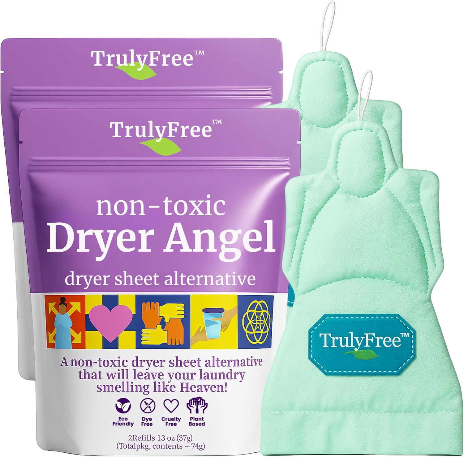 Truly Free Dryer Angel natural fabric softener front view packaging