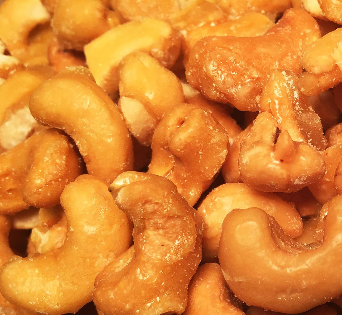 All natural gluten free cashew brittle premium snack package close up