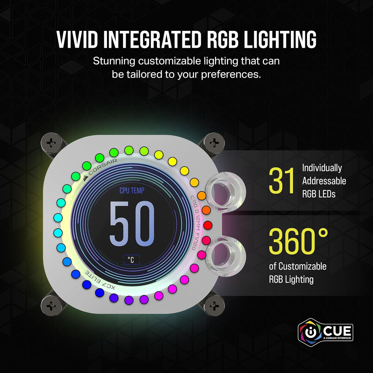 Corsair XC7 RGB Elite LCD CPU Water Block RGB lighting effect