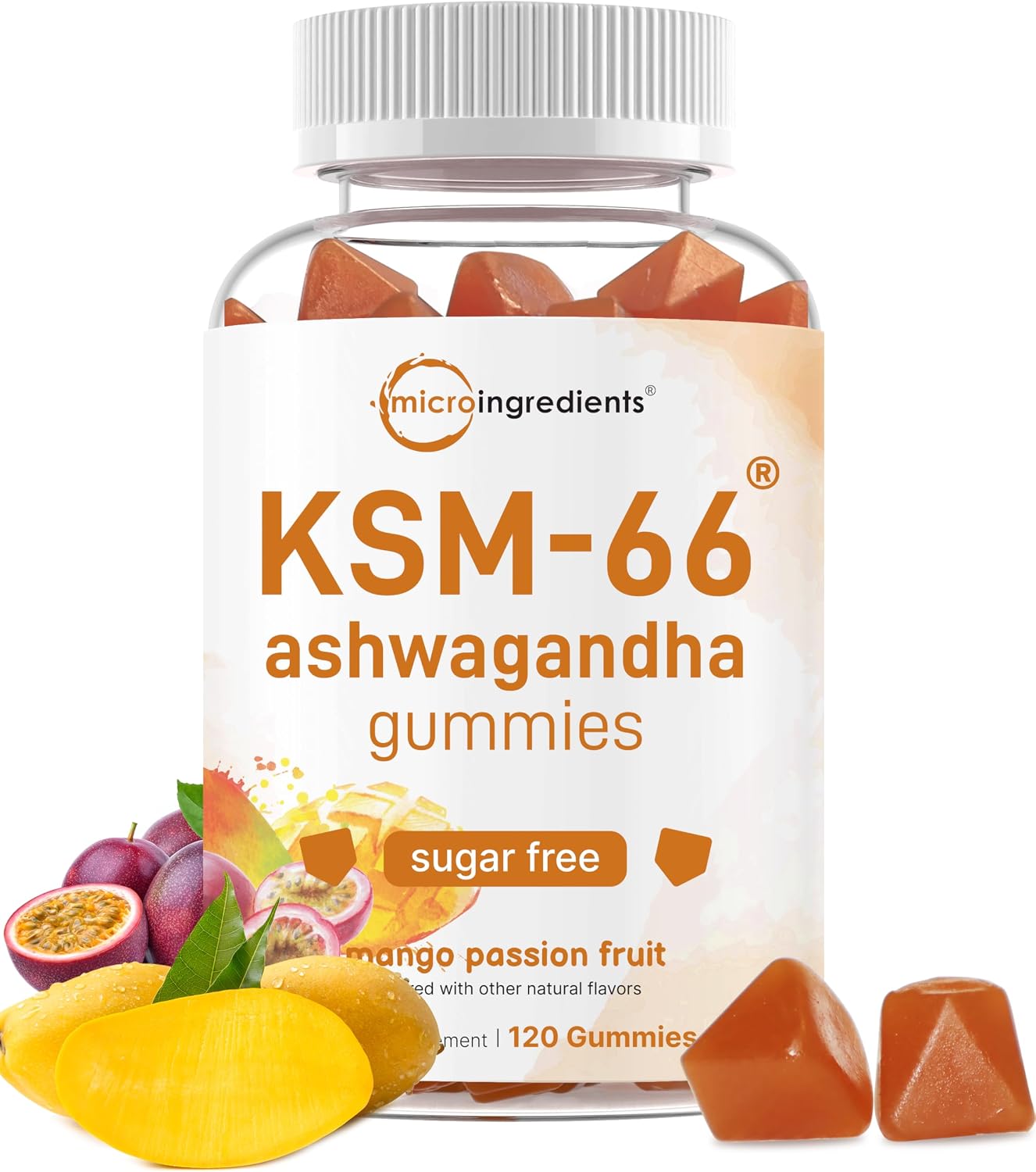 Micro Ingredients KSM-66 Ashwagandha Gummies front view bottle packaging