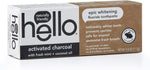 Hello activated charcoal fluoride whitening toothpaste front view tube packaging