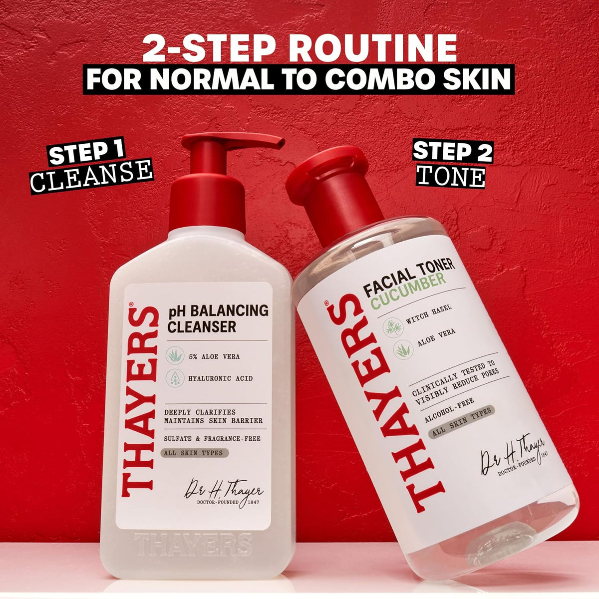 Thayers skincare bottle next to fresh cucumbers