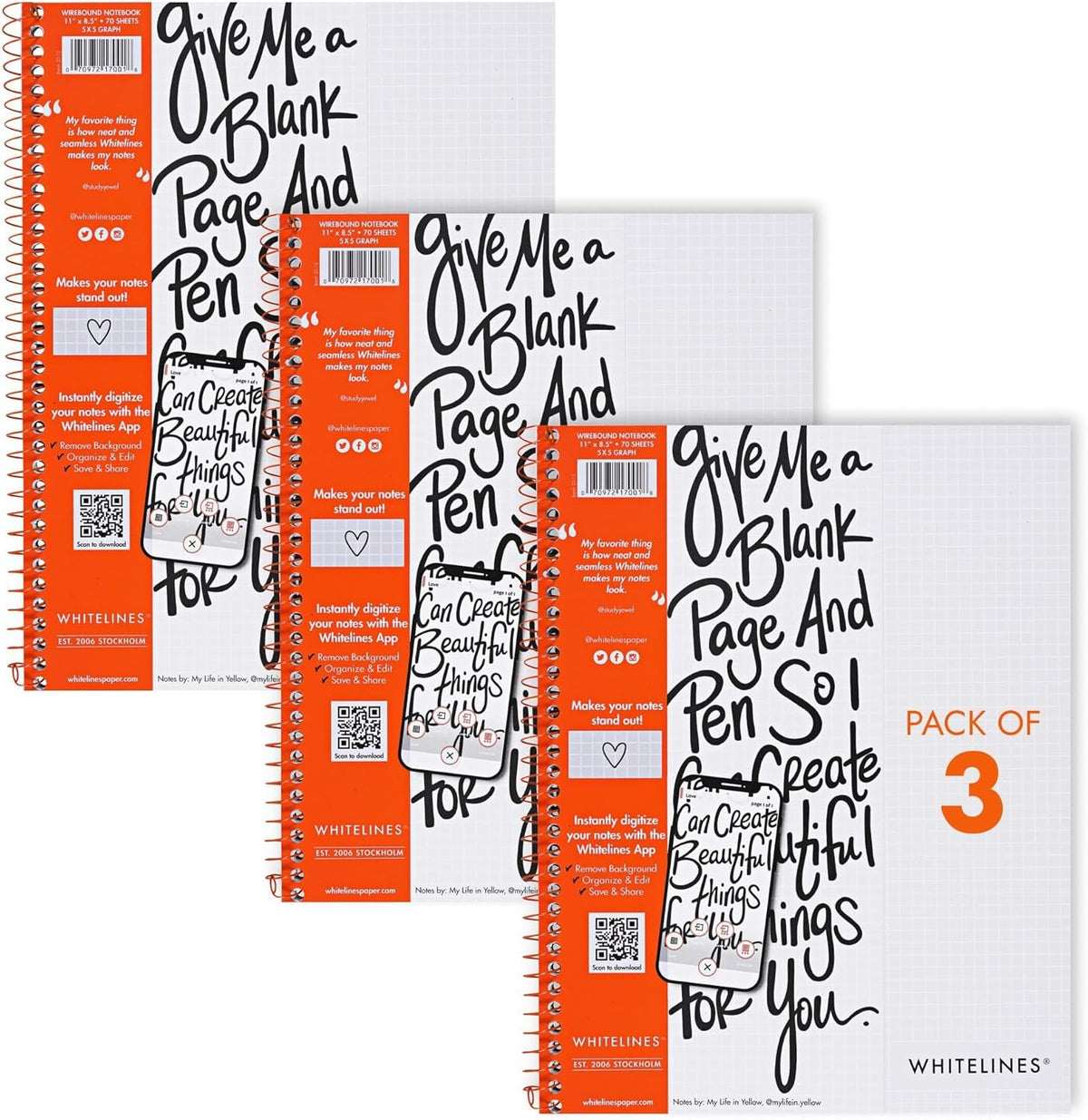 ROARING SPRING Whitelines Spiral Graph Ruled Notebook, Digitally Download Your Notes with FREE App, Premium Gray Paper, 11" x 8.5" 70 Sheets - Image 15