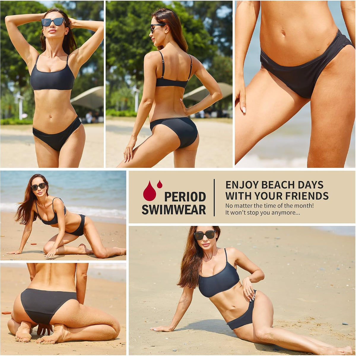Feitycom leakproof swim bikini bottoms folded view