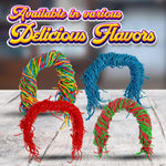 Soft and chewy strawberry flavored red string licorice candy close up for gourmet snacking.