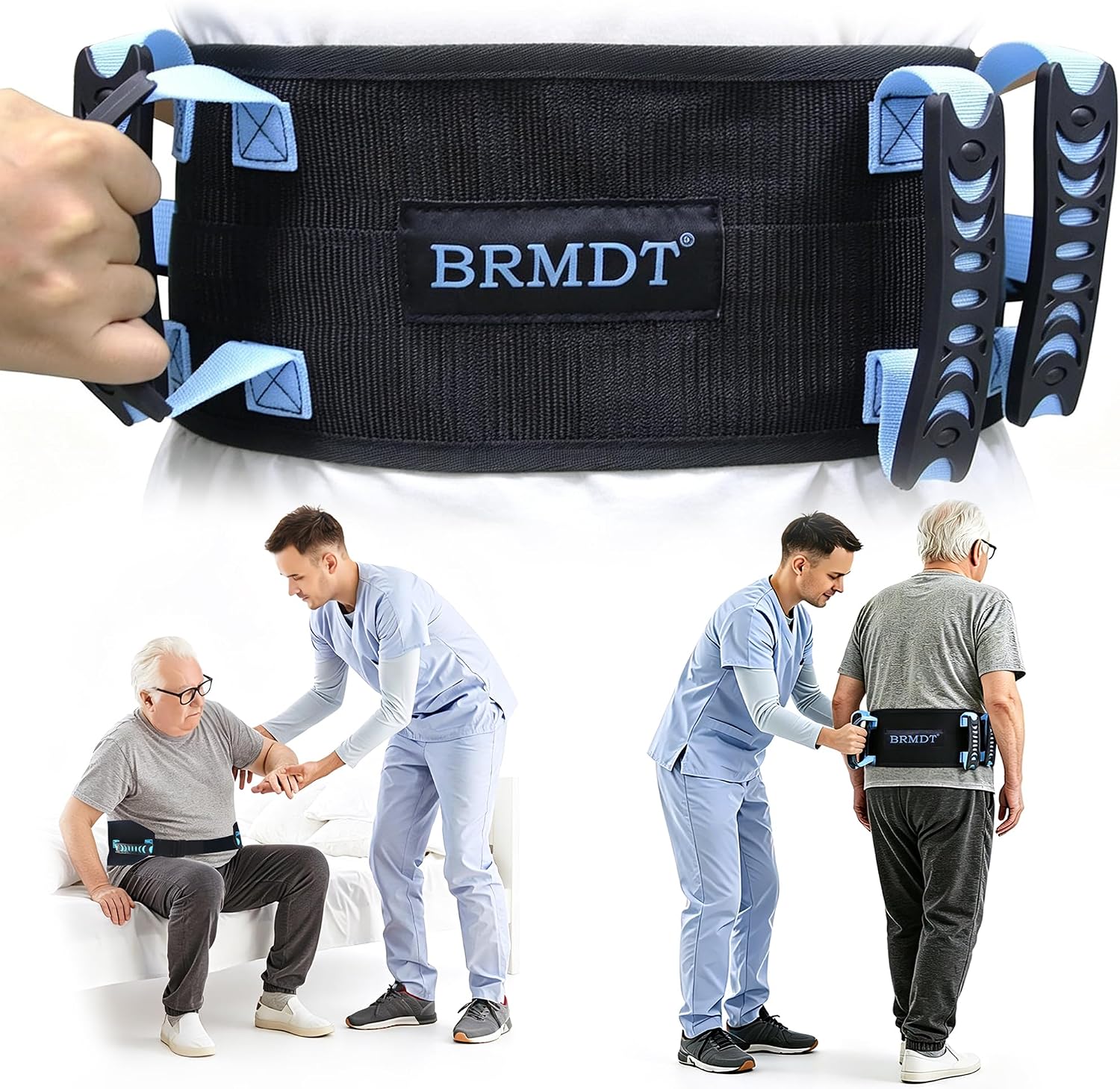 Gait Belt for Seniors, Adjustable Medical Transfer Safety Belt with Handles, Quick Release Buckle, Durable Nylon Mobility Assist Gait Belts for Elderly, Disabled & Patient(31.5-54in, 250lbs) - Image 1