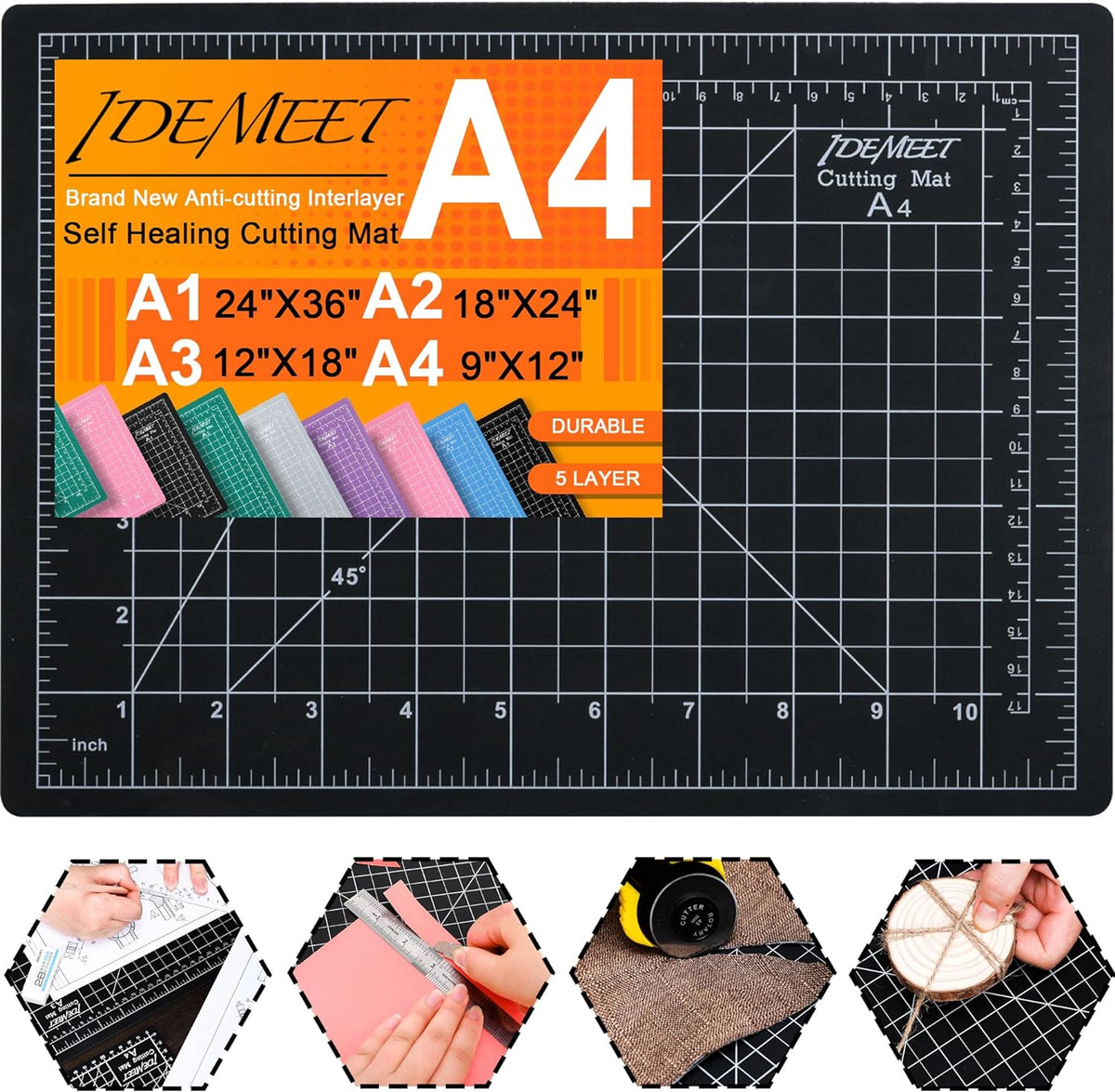 Density-upgraded Self Healing Cutting Mat, 18inch x 12inch Craft Cutting Mat for Table Protection, 5-Ply Rotary Cutting Board Double-sided for Cutting Quilting Modeling Projects, Green - Image 14