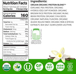 Orgain plant based oat milk protein powder nutrition facts label panel