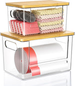 Trash Bag Dispenser 2 Pack - Under Sink Organizer, Plastic Bag Holder | Stackable Acrylic Garbage Bag Storage with Bamboo Lid for Kitchen Cabinet, 13/30/33 Gallon Grocery Bag Dispenser - Image 10