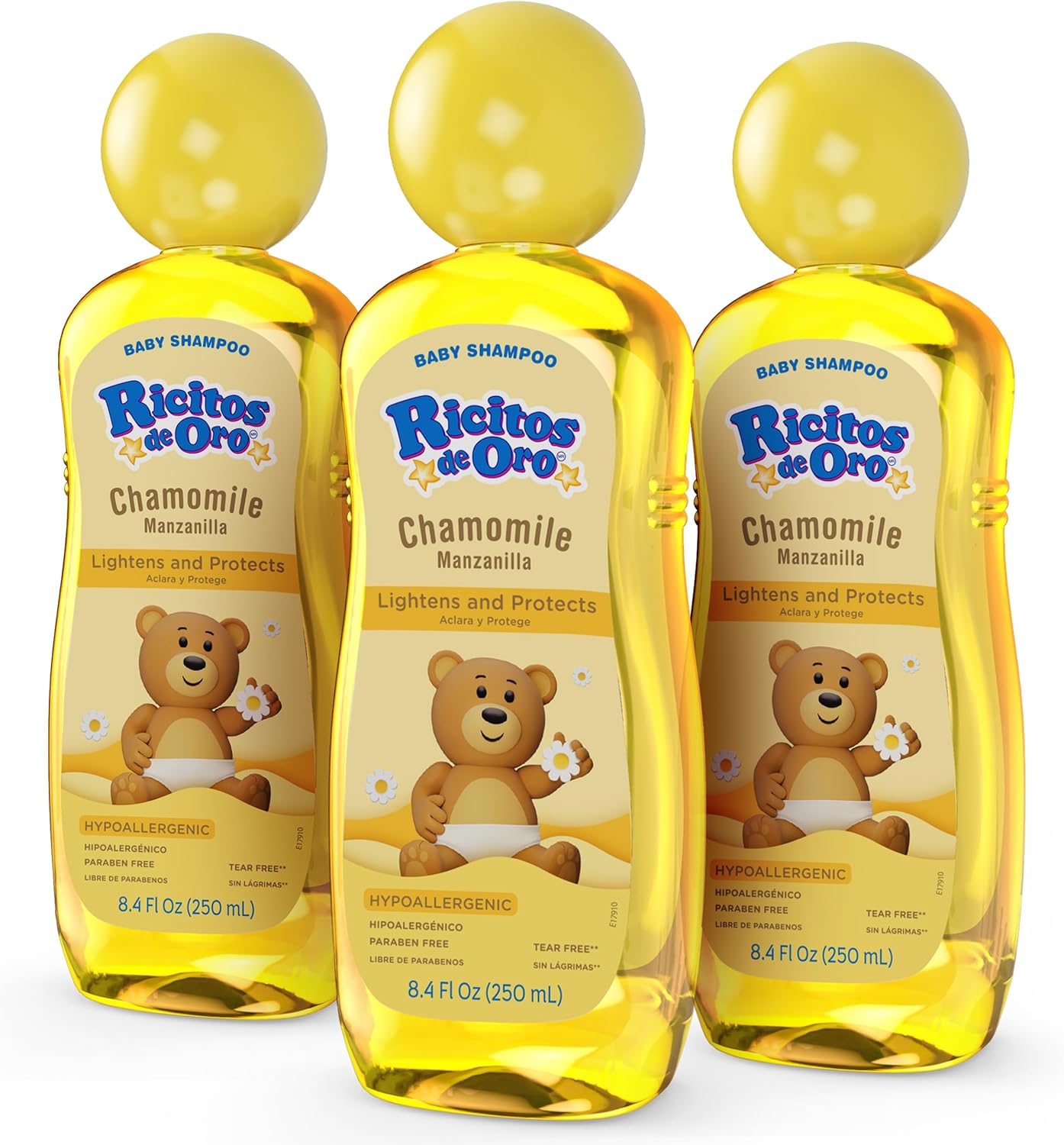 Ricitos de Oro Baby Shampoo with Chamomile – Gentle and Tear-Free Formula for Babies and Kids, Natural Lightening and Soft Conditioning Hair Care, Paraben-Free, Safe Daily Use, 8.4 fl oz, 3-Pack - Image 1