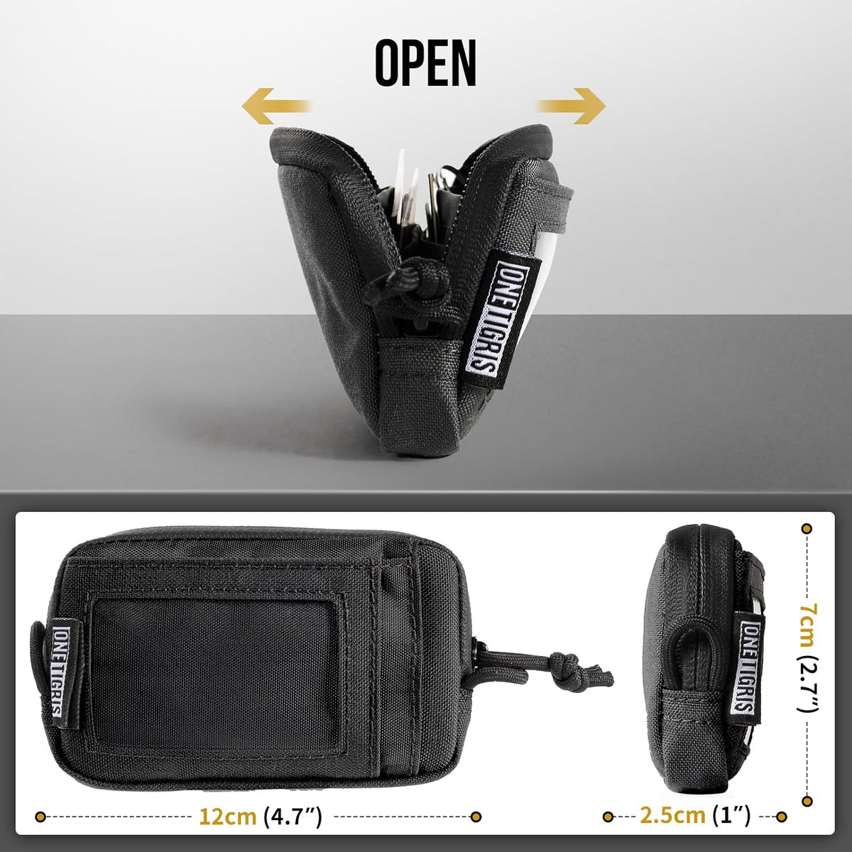 OneTigris compact EDC cash bag side profile thickness