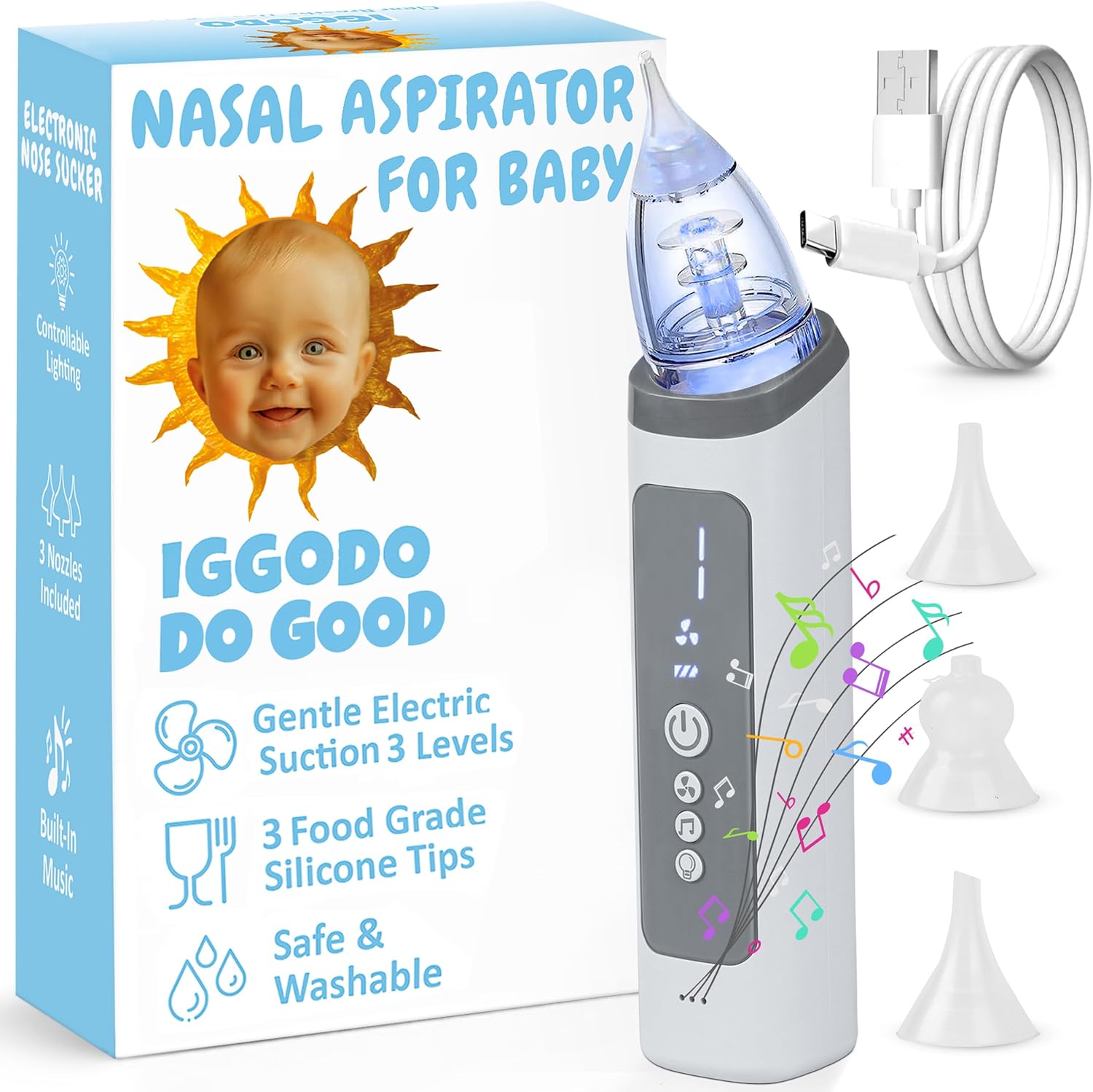 Iggodo electric nasal aspirator for babies front view