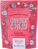 Three pack bundle of Gem Gem tropical mango ginger candy snacks.