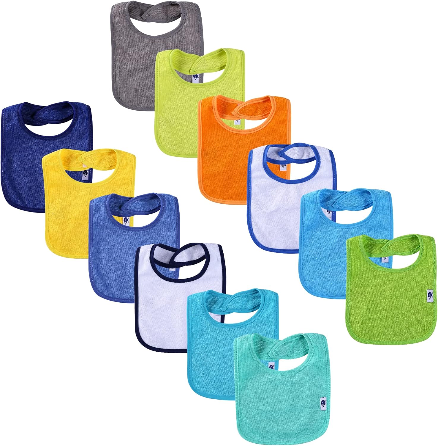 Nvatorfox 12 pack cotton baby bibs front view
