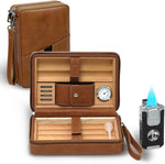 Goshentech portable leather travel cigar humidor case front view authentic premium storage