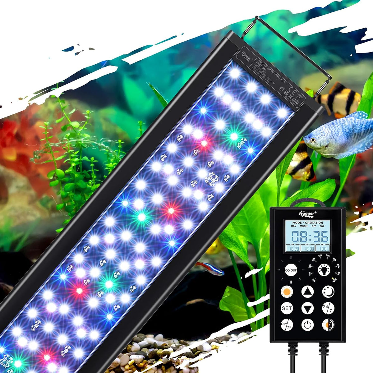 hygger 24W LED Aquarium Light, 24/7 Mode Fish Tank Light with Timer, IP68 Waterproof Full Spectrum Aquarium Plant Lights,8 Colors,10 Brightness Day & Night Cycle Memory Function for 18-24 Inch Tank - Image 12