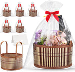 Weysat 6 set empty gift baskets kit front view showcasing woven bamboo texture.