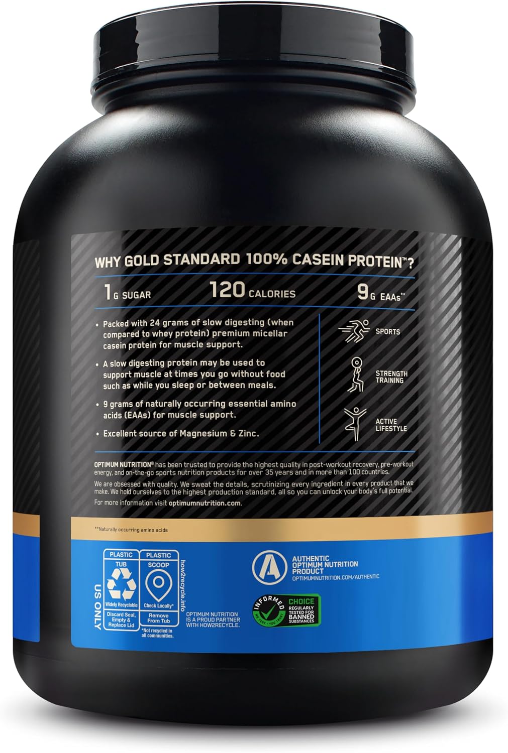 Optimum Nutrition Gold Standard 100% Micellar Casein Protein Powder, Slow Digesting, Helps Keep You Full, Overnight Muscle Recovery, Chocolate Supreme, 4 Pound (Packaging May Vary) - Image 12