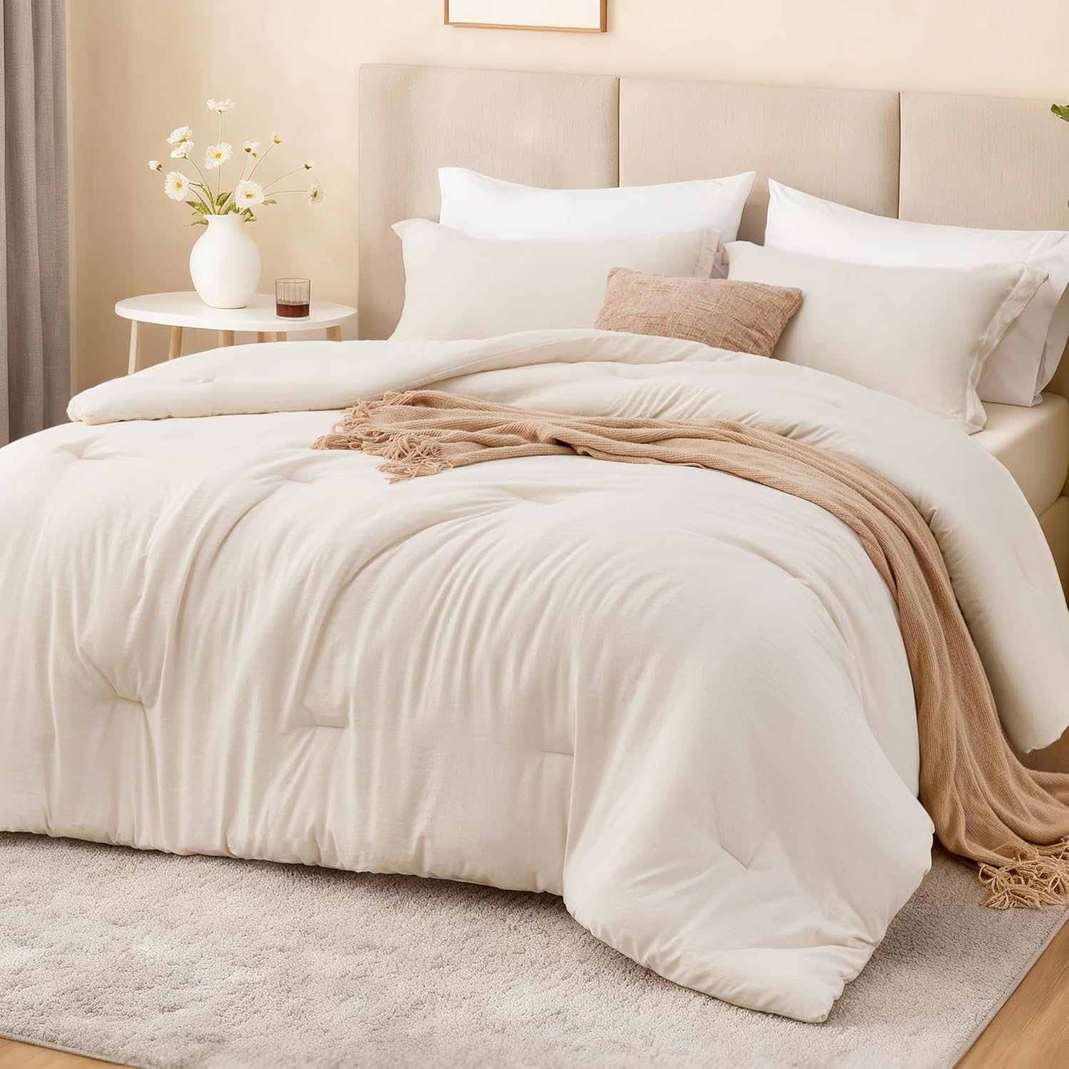 Love's Cabin Beige Twin Twin XL Comforter Set front view