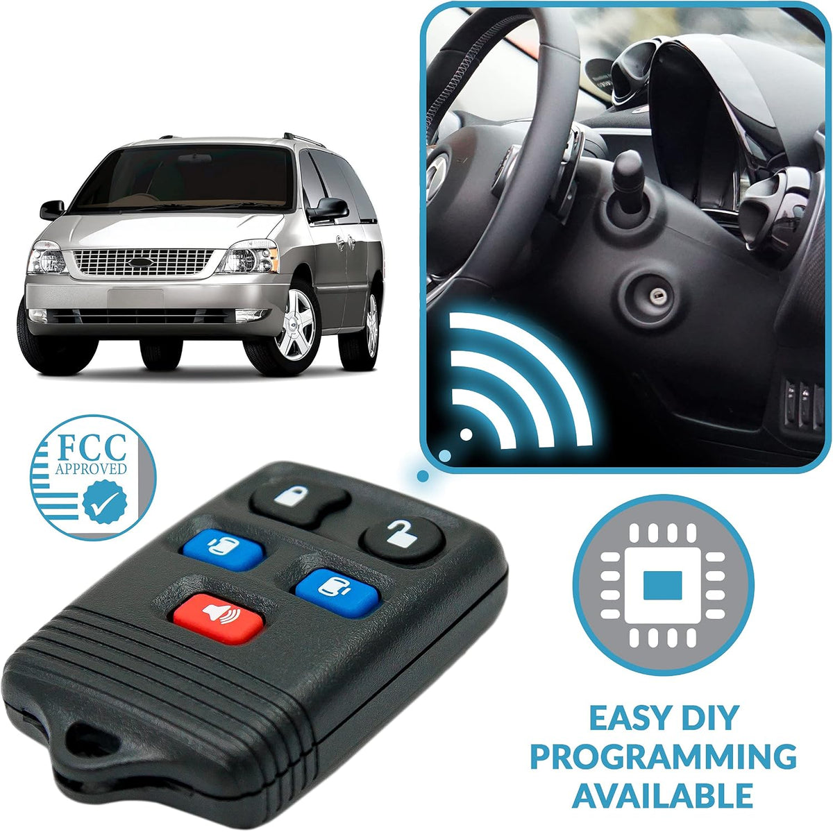 Keyless2Go replacement remote shown with included programming guide