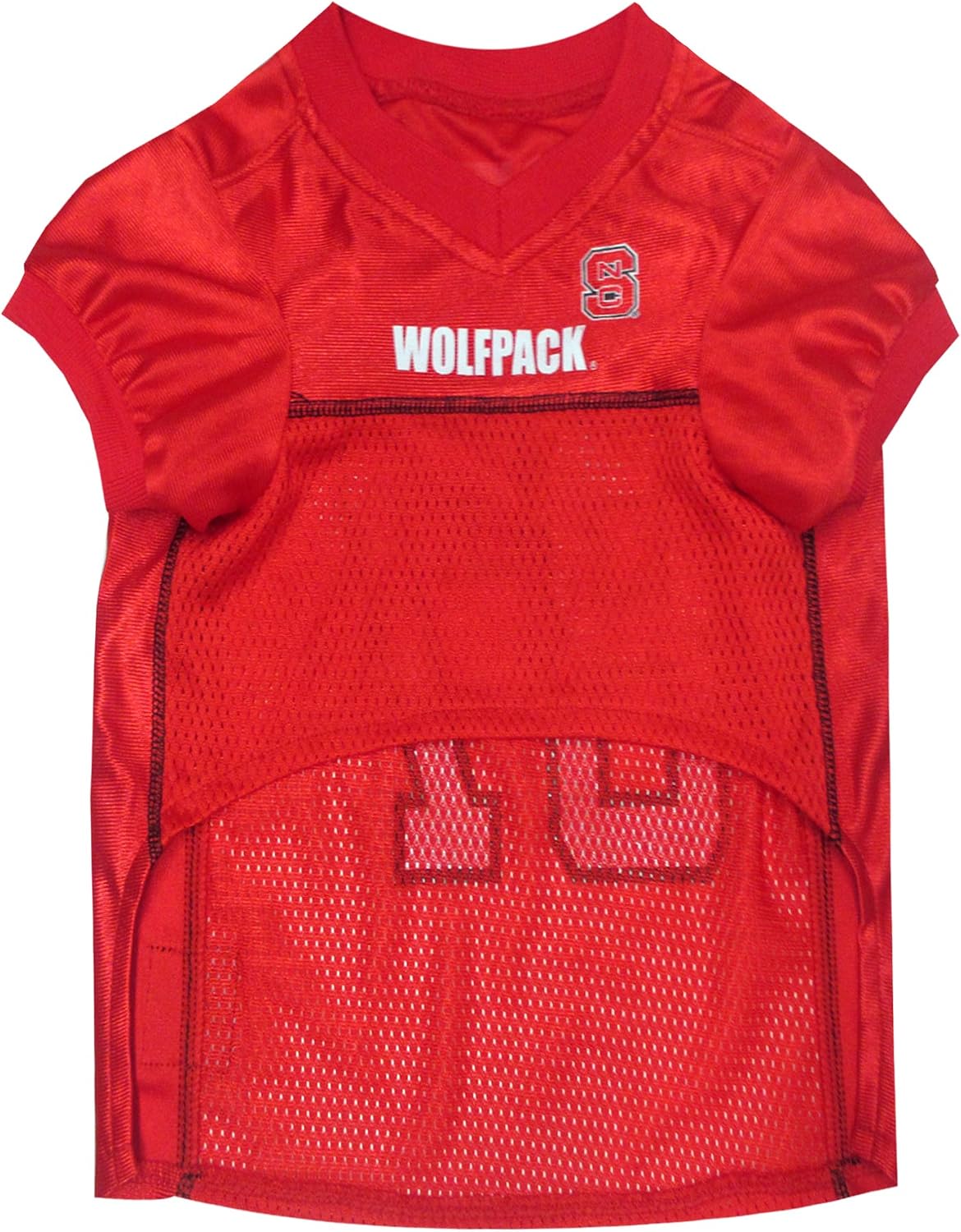 X-Large college sports dog jersey back view showing jock tag
