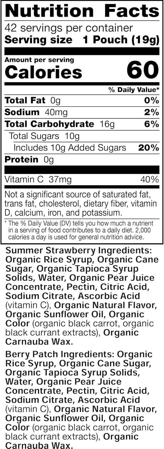 Annie's Summer Strawberry and Berry Patch variety pack individual pouches.