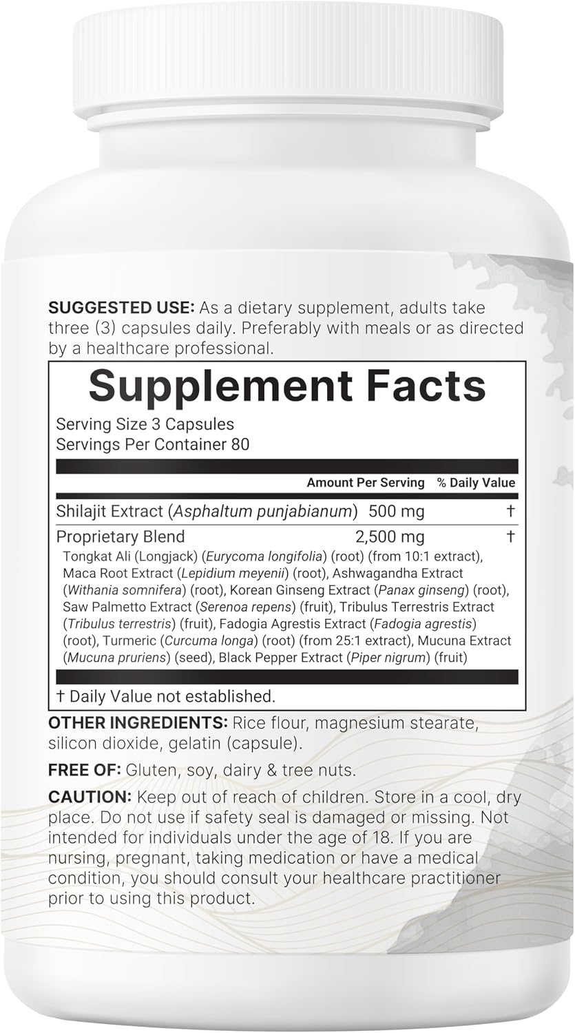 Micro Ingredients Shilajit 11in1 Complex for Men & Women, 240 Capsules - High Potency Shilajit Extract with Naturally Occurring Fulvic Acid - Maca Root, Tongkat Ali, Ginseng, Black Pepper & More - Image 9