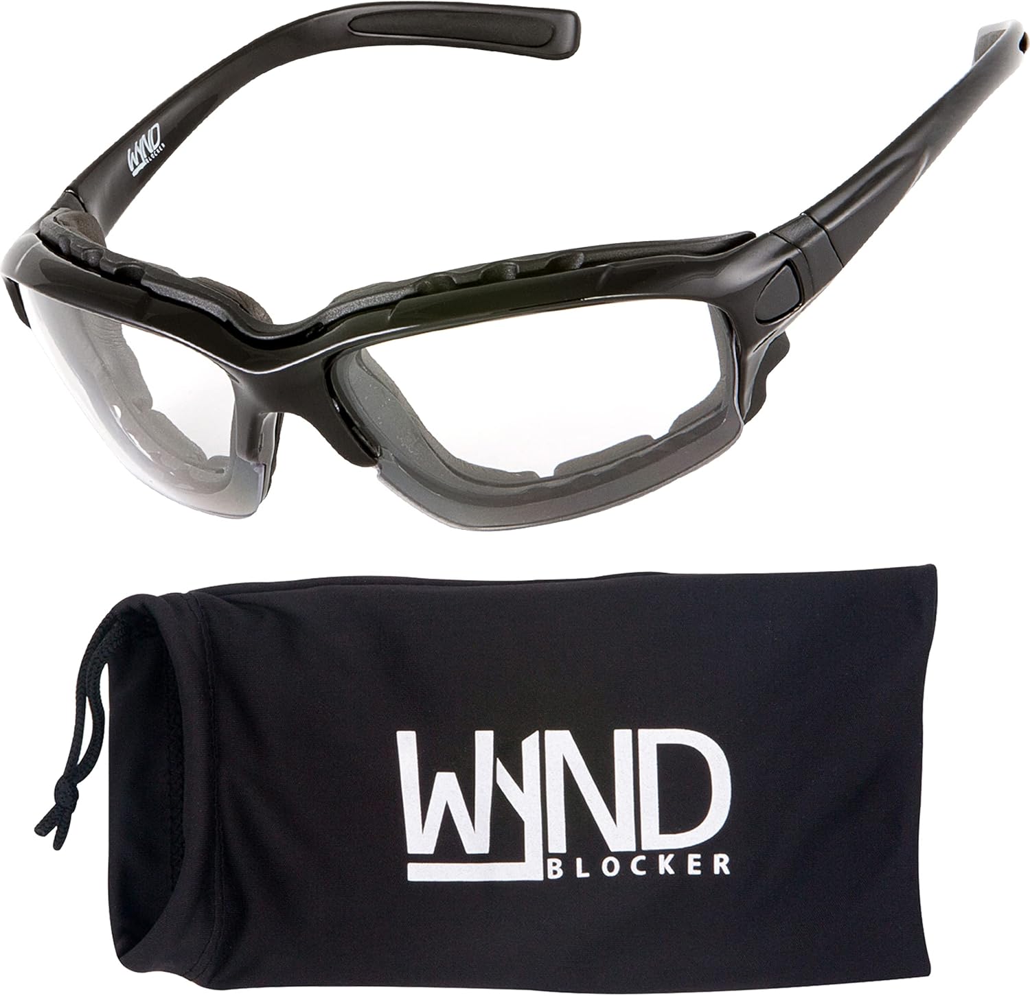 Wynd Blocker motorcycle riding glasses black frame front view