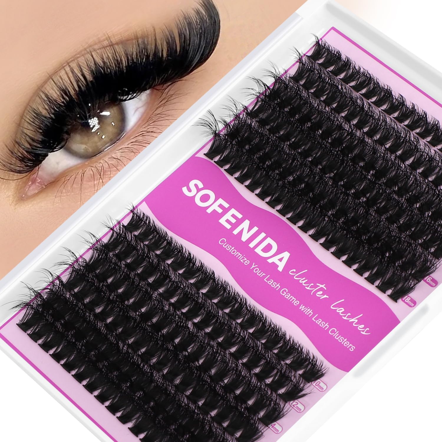 SOFENIDA Lashes Clusters Thick Lash Cluster 10-18mm Volume Eyelash Clusters D Curly Cluster Eyelash Extensions 3D Wispy Lash Clusters DIY Wispy Lash Clusters(60D 80D-10-18MIX Lashes) - Image 1