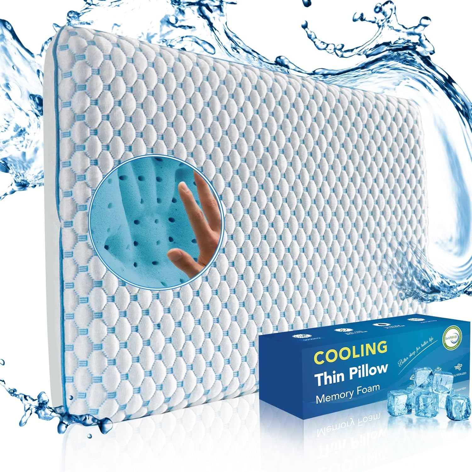 Iwacool ultra thin cooling gel pillow front view