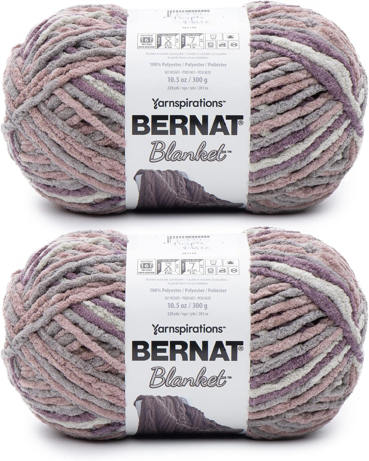 Bernat blanket yarn Purple Haze front view packaging