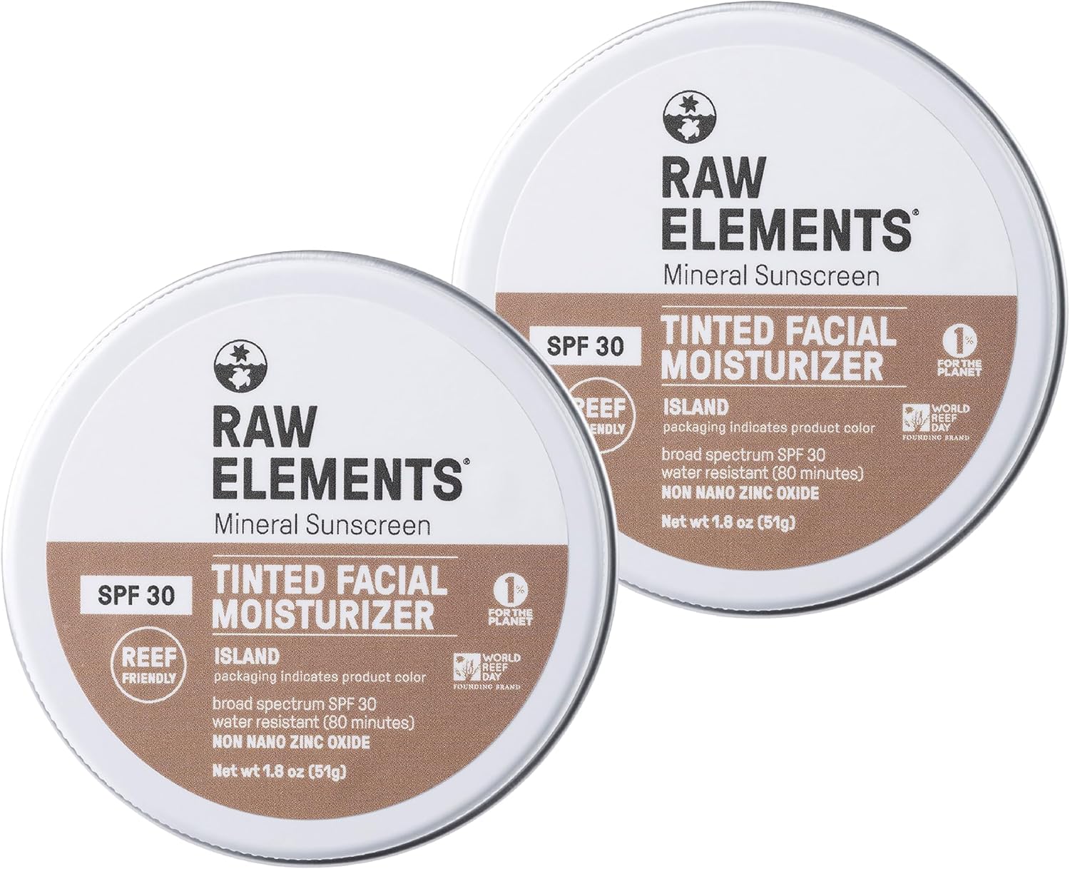 Raw Elements tinted face sunscreen front view packaging