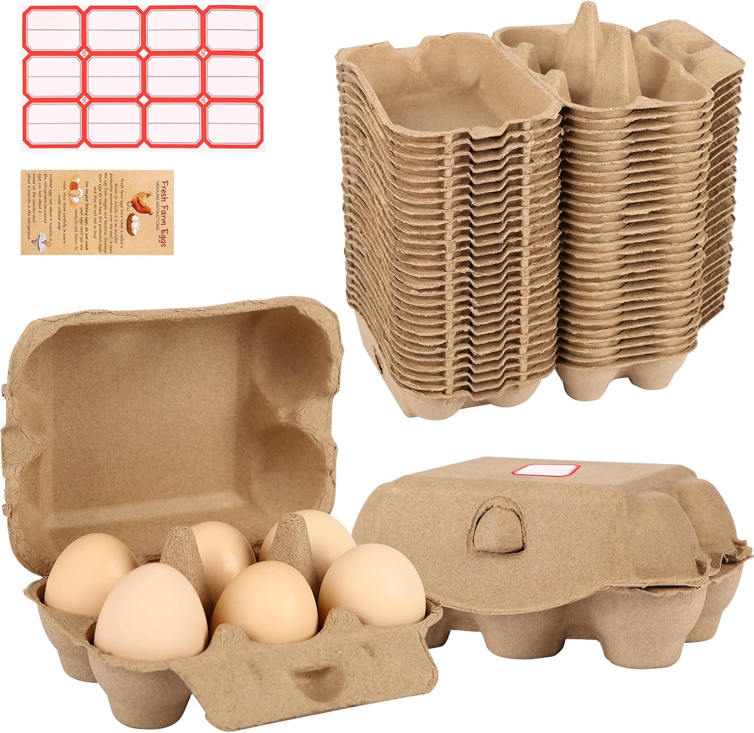 Brizphex half dozen egg cartons front view premium paper pulp reusable storage trays