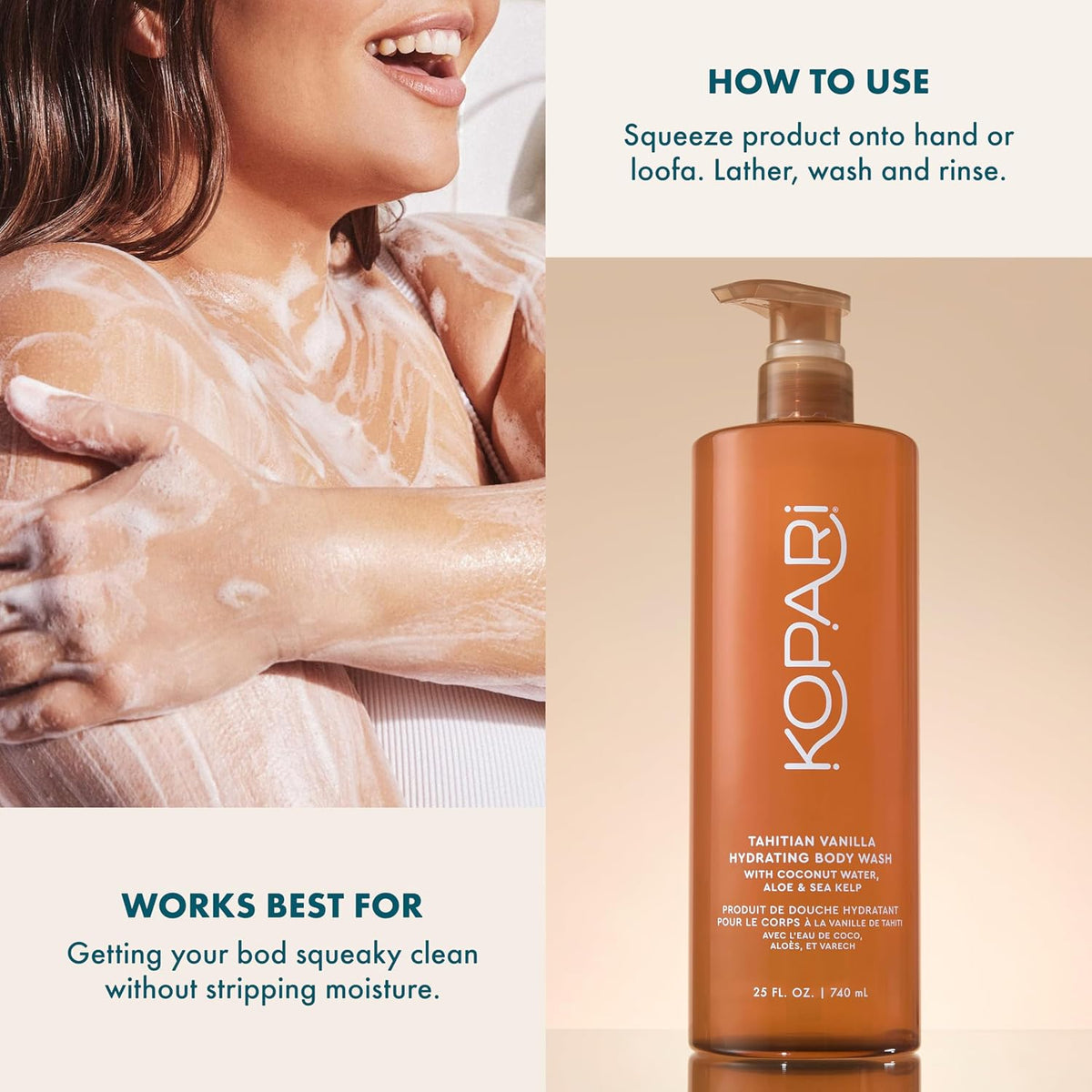 Kopari coconut water and sea kelp body wash lifestyle shot