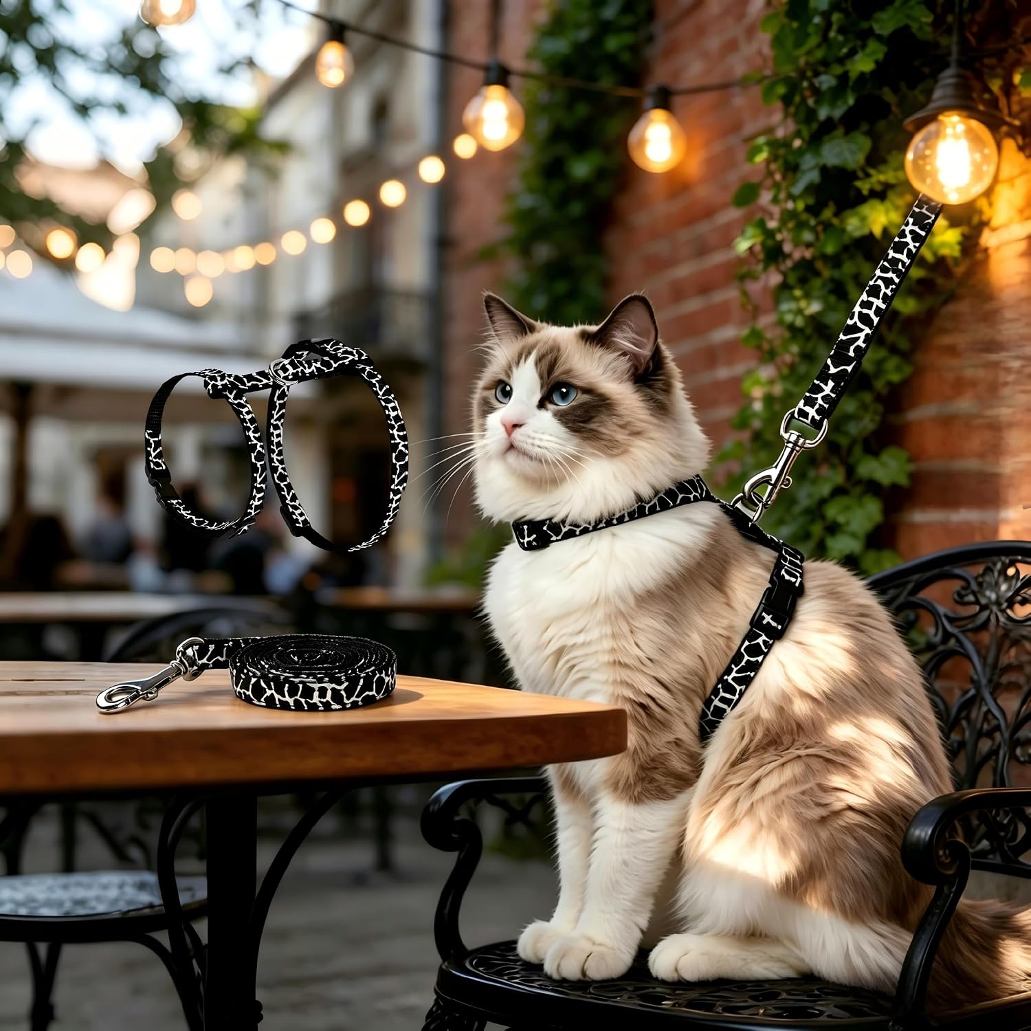 Mihachi H-Shaped Cat Harness and Leash Set front view for outdoor walking