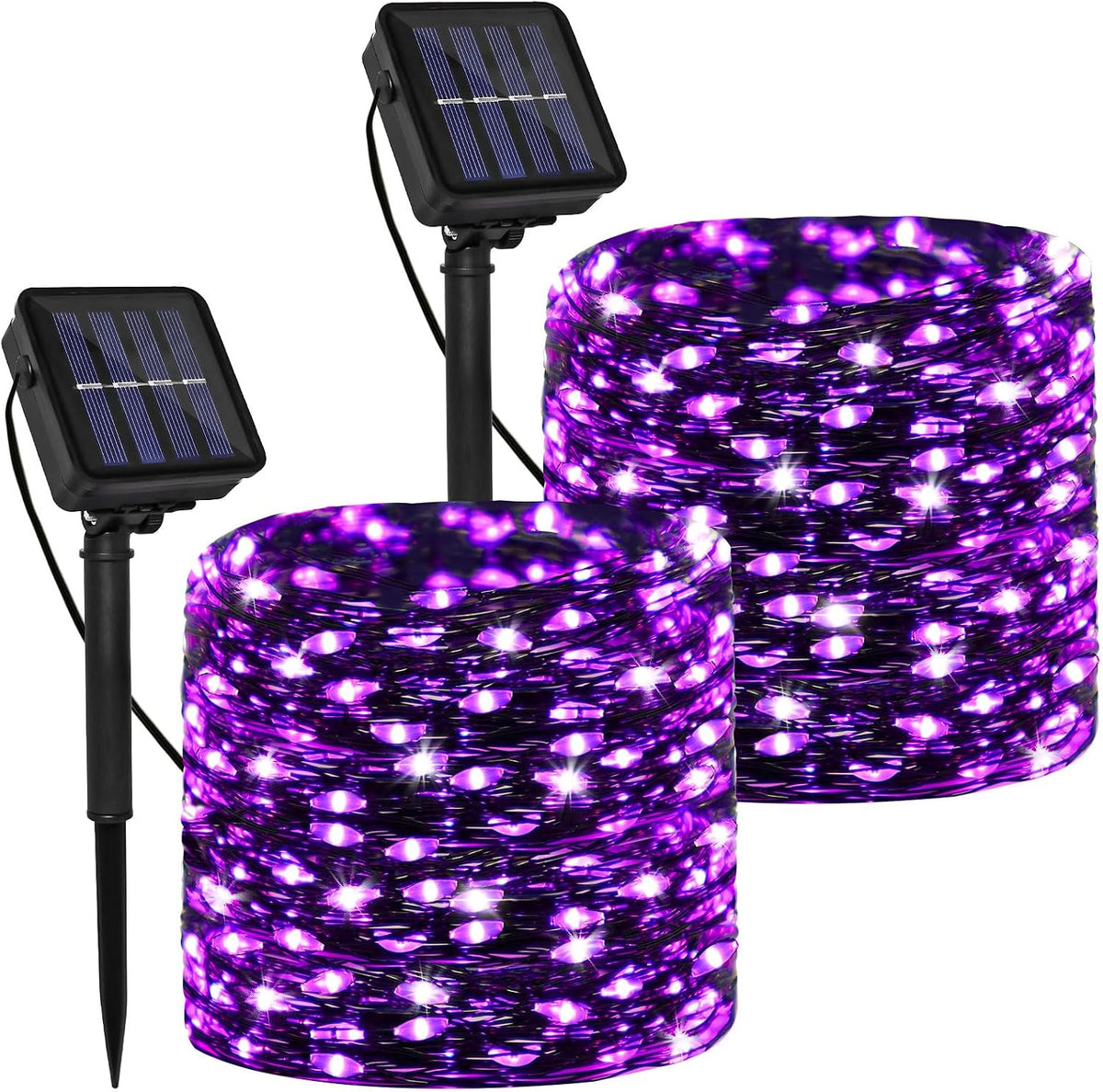 2 Pack Solar Copper Wire String Lights, 66 Ft 200 LEDs Warm White Outdoor | IP65 Waterproof, 8 Lighting Modes, Auto Dusk-to-Dawn, 10-12 Hour Runtime, Garden Patio Yard - Image 12