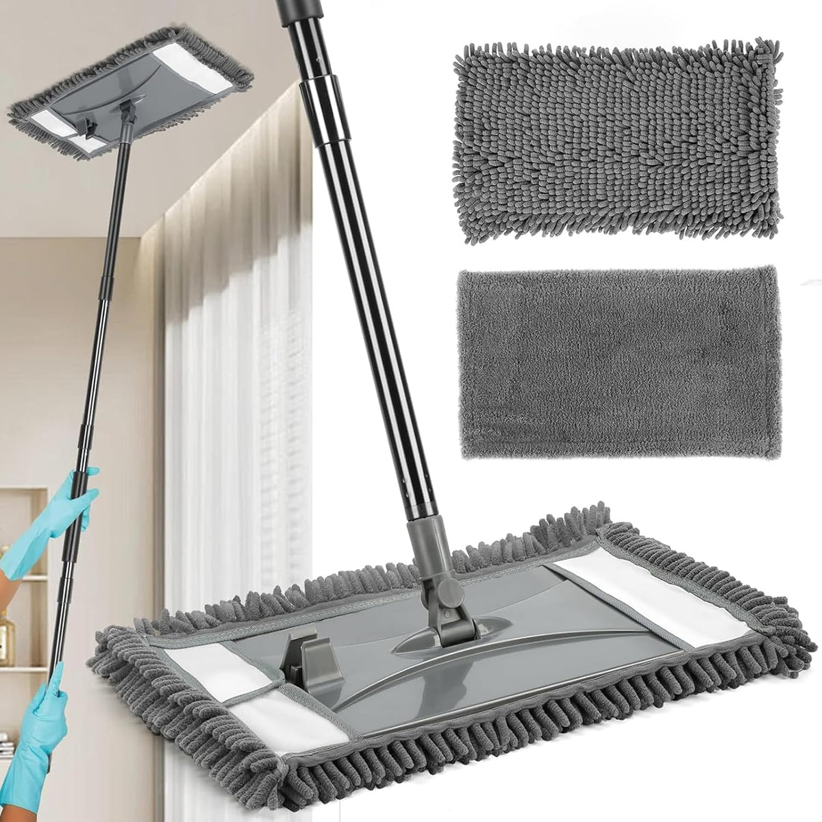 VOUBIEN wall cleaner mop front view showing the long handle and large flat head.