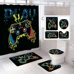 NORBEY 4 Pcs Play Game Shower Curtain Set, Classic Videogames Controller Bath Curtain with Anti-Slip Mat Toilet Cover Carpet Set and 12 Hooks, Black Comic Style Bathroom Decor Set 72 x 72 Inch - Image 12