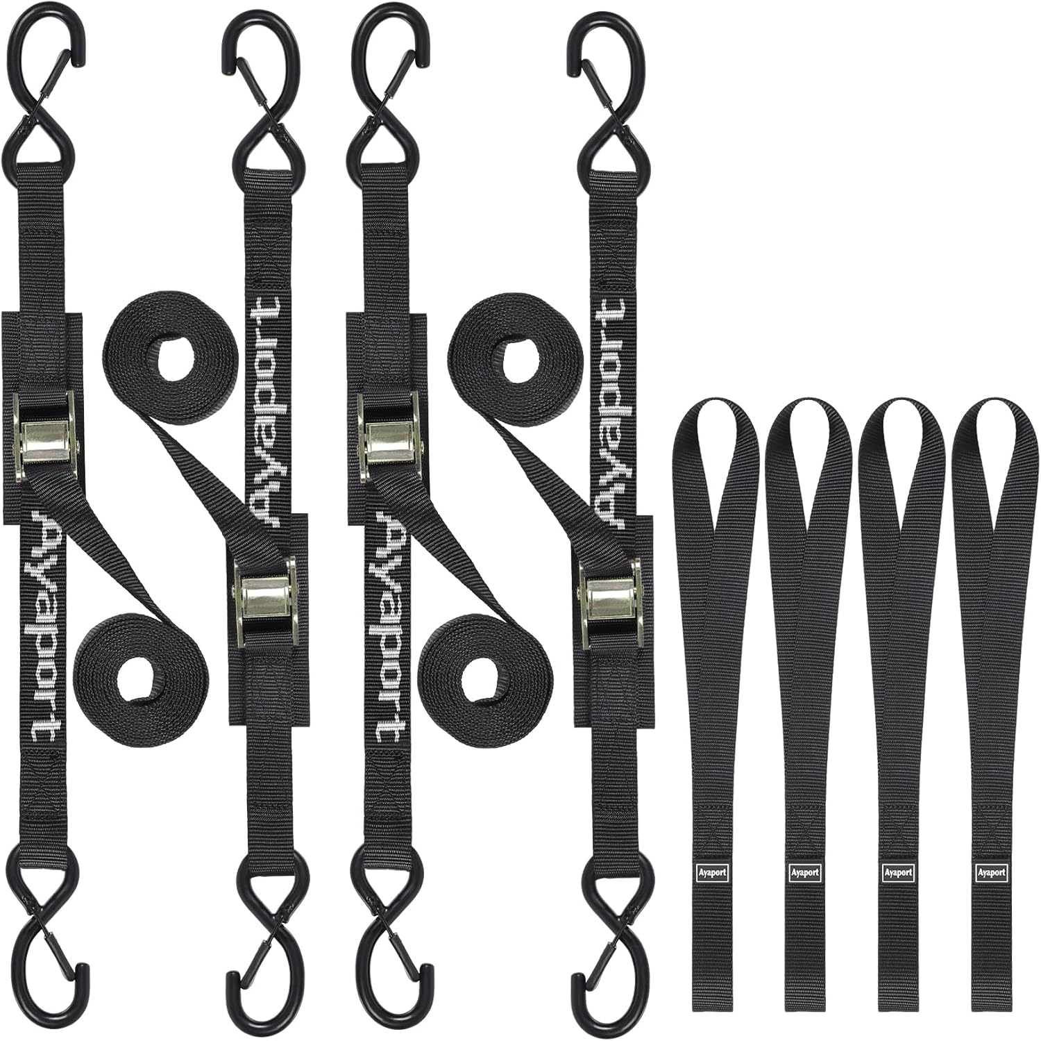 Ayaport cam buckle tie down straps 8ft 4 pack front view