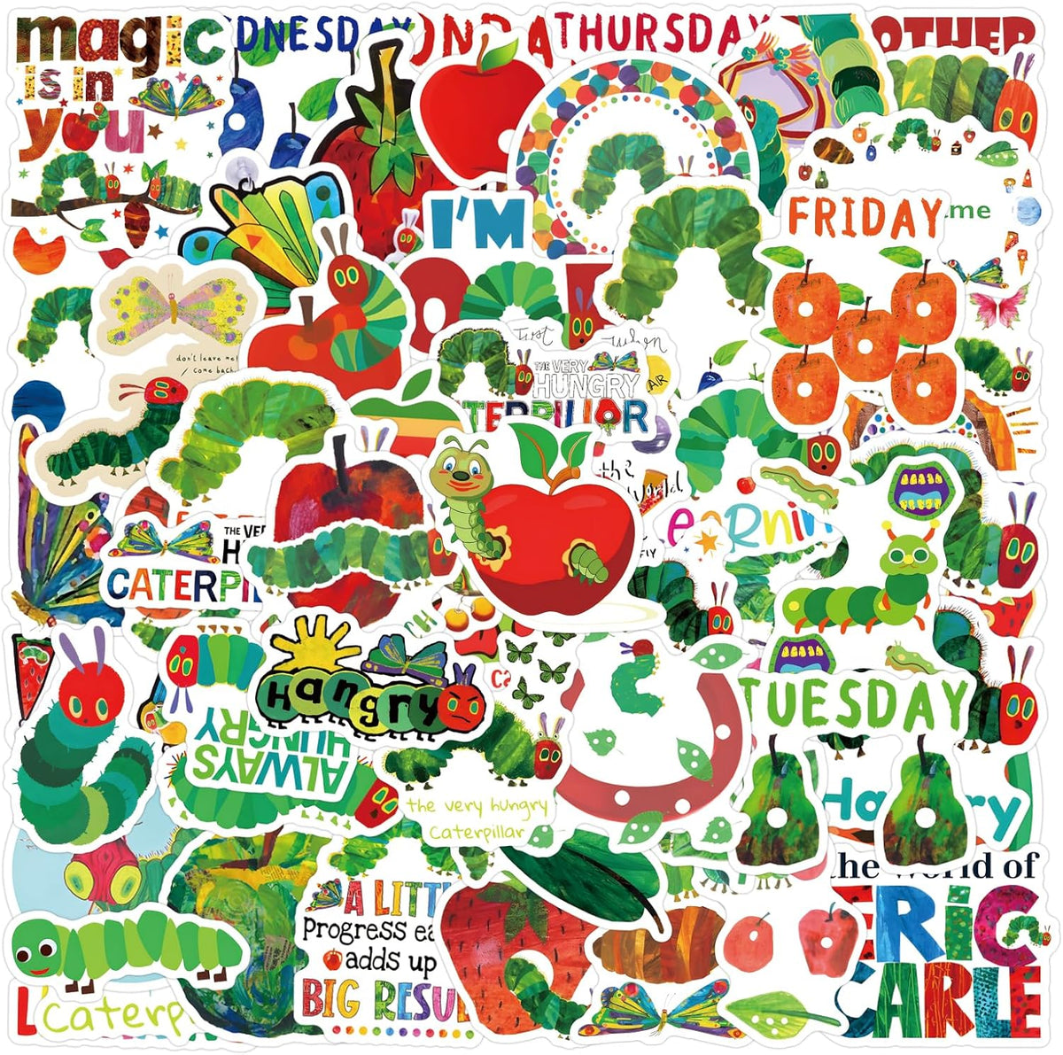Byqone 110 pieces The Very Hungry Caterpillar sticker collection front view