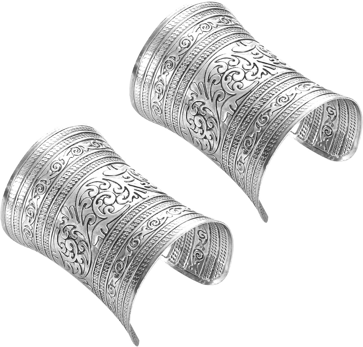 SONNYX 2 PCS Vintage Ethnic Cuff Bracelets for Women | Wide Open Chunky Gold Silver Wrist Cuff Warp Bracelets for Cosplay or Belly Dance - Image 10