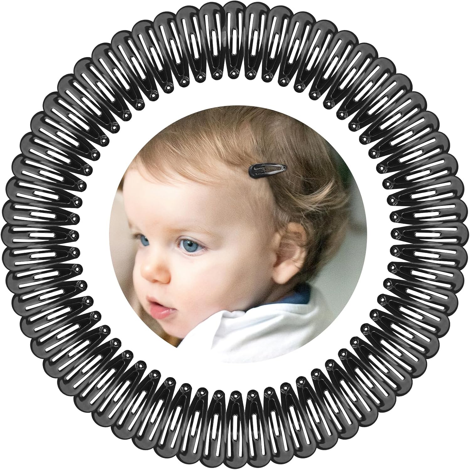 Bbgifts 1 Inch Black Snap Hair Clips set of 60 pieces