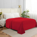 Elegant Comfort premium hotel quality flat sheet front view showcasing vibrant red microfiber texture.
