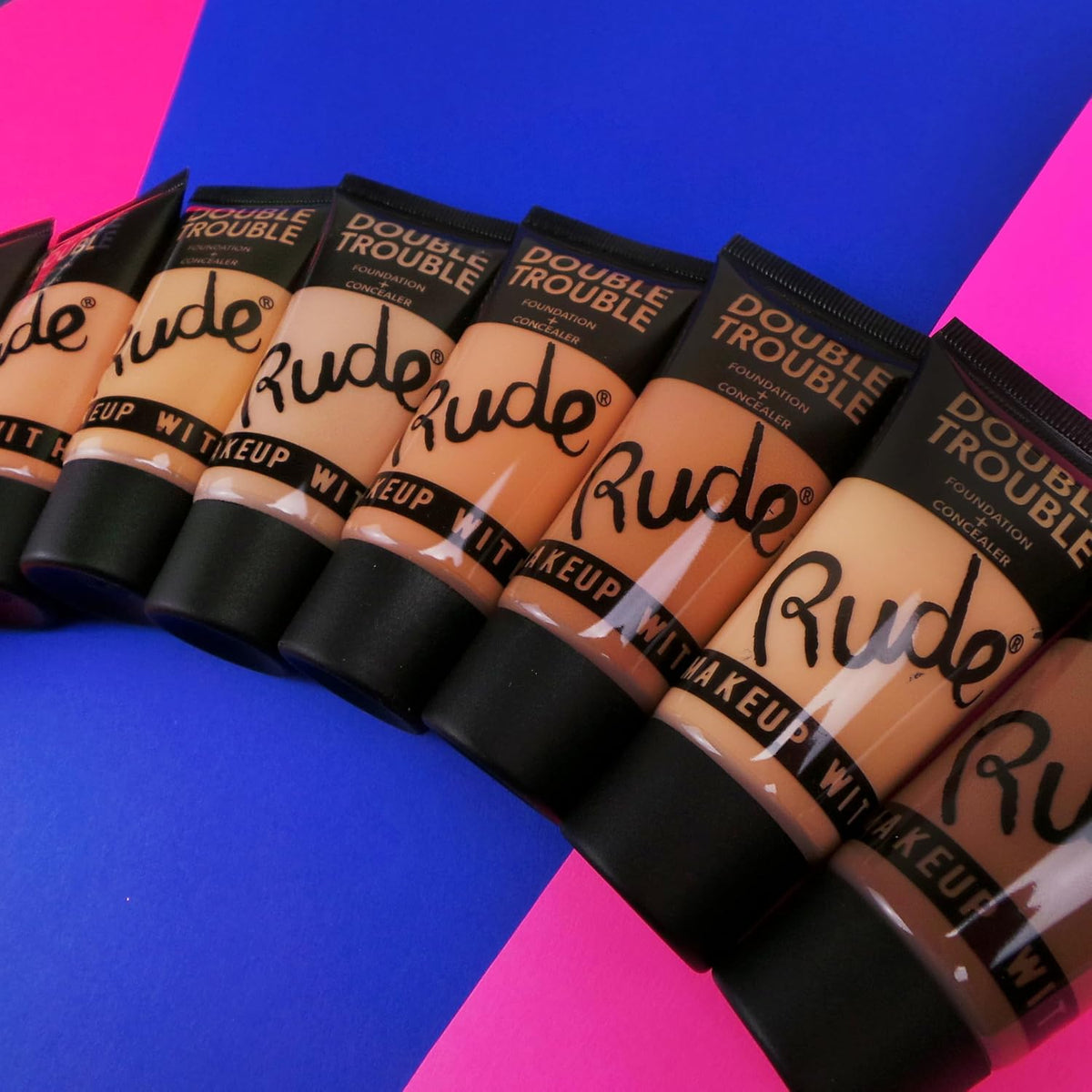 Rude Double Trouble Foundation And Concealer application demonstration