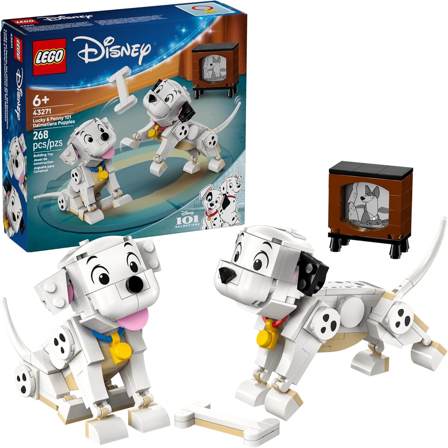 LEGO Disney Lucky and Penny 101 Dalmatians puppies building set front view